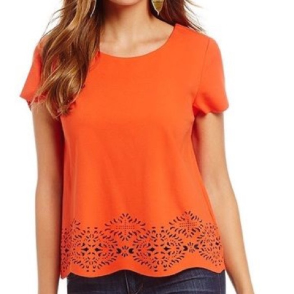 Sugar + Lips orange top with laser cut bottom